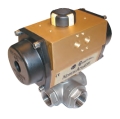 Stainless Steel 3 Way L Port Ball Valve with Double Acting Pneumatic Actuator